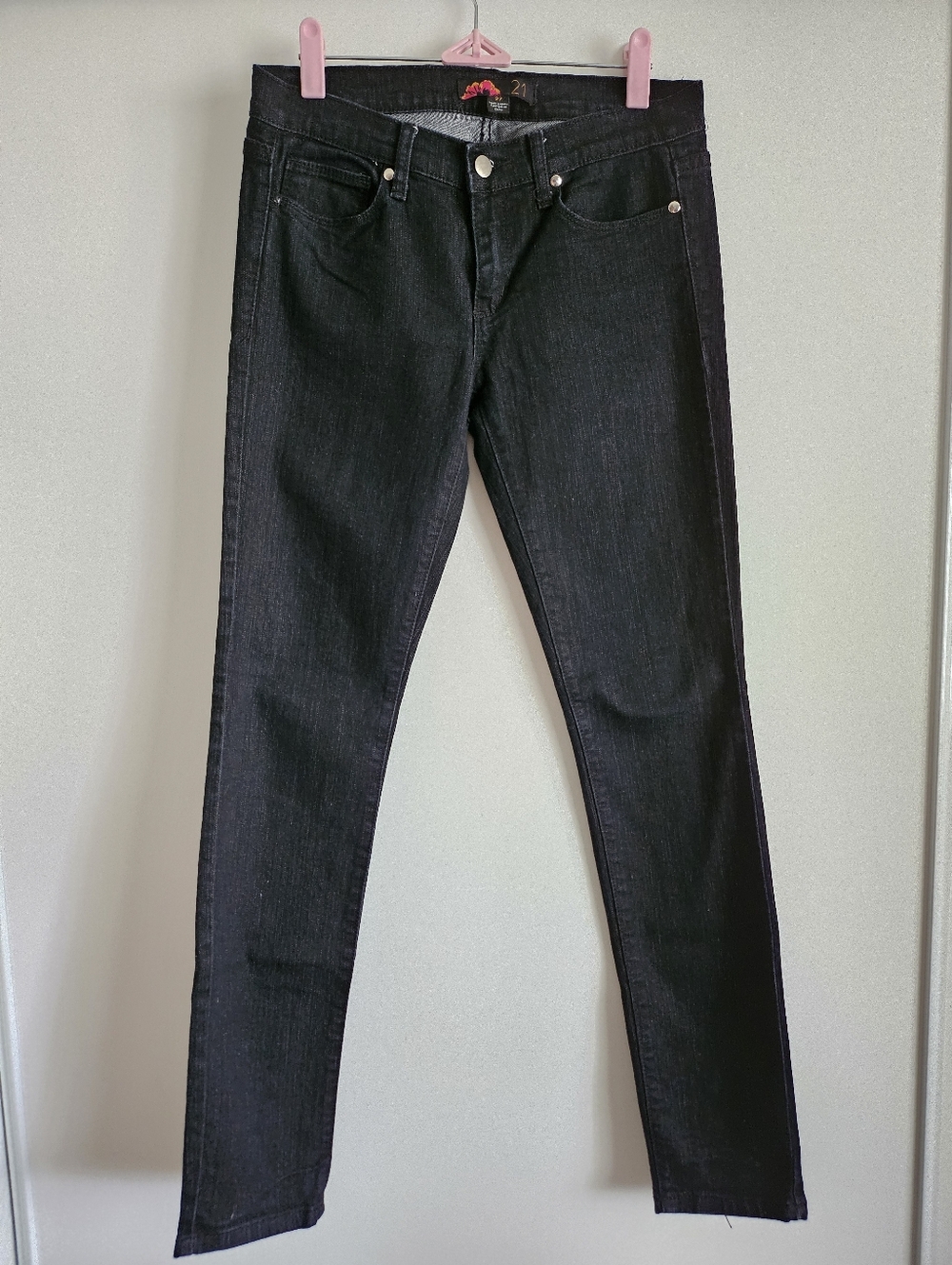 Y2K Forever 21 Low Rise Black Denim Skinny Jeans 2000s Womens size 27 Vintage